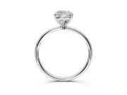 Solitaire Engagement Ring Setting for Cushion Cut Center with Straight Thin Band and Prong Head in Sterling Silver