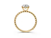 Solitaire Engagement Ring Setting for Oval Center with 2-Strand Rope Twist Band and Prong Head in Yellow Gold