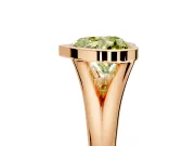 Solitaire Engagement Ring Setting for Fancy Yellow Heart-Shaped Center with V Split Shank and Bezel Head in Rose Gold