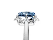 Floral Frame Engagement Ring Setting for Fancy Blue Radiant Cut Center with Accent Clusters and Prong Head in White Gold