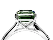 Solitaire Engagement Ring Setting for Fancy Green Asscher Cut Center with Narrow Cathedral Band and Prong Head in White Gold