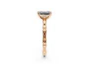 Solitaire Engagement Ring Setting for Emerald Cut Center with Bamboo Band and Prong Head in Rose Gold
