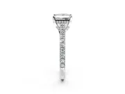 Solitaire Engagement Ring Setting for Princess Cut Center with Widening Pave Band and Claw Prong Head in Sterling Silver