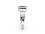 Solitaire Engagement Ring Setting for Fancy Pink Asscher Cut Center with Wide Band and Bezel Head in Sterling Silver