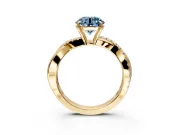 Crossover Engagement Ring Setting for Fancy Blue Round Cut Center with Pave and Plain Strands and Prong Head in Yellow Gold