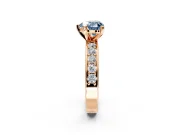 Solitaire Engagement Ring Setting for Fancy Blue Heart-Shaped Center with Channel-Set Accents and Prong Head in Rose Gold