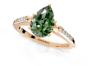 Solitaire Engagement Ring Setting for Fancy Green Pear-Shaped Center with Channel Accents and Prong Head in Rose Gold