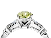 Bar-Set Engagement Ring Setting for Fancy Yellow Pear-Shaped Center with Tapered Baguette Accents and Prong Head in Platinum