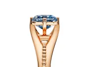 Solitaire Engagement Ring Setting for Fancy Blue Asscher Cut Center with Milgrain Cathedral Band and Prong Head in Rose Gold