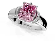 Solitaire Engagement Ring Setting for Fancy Pink Radiant Cut Center with Wide Band, Pave Collar and Prong Head in White Gold