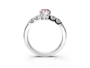 5 Stone Engagement Ring Setting for Fancy Pink Pear-Shaped Center with Plain Band and Prong Head in Platinum