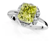 Floral Frame Engagement Ring Setting for Fancy Yellow Radiant Cut Center with Accent Clusters and Prong Head in Platinum