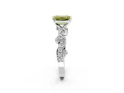 Solitaire Engagement Ring Setting for Fancy Yellow Emerald Cut Center with Bar-Station Pave Twist and Prong Head in Platinum