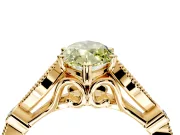 Solitaire Engagement Ring Setting for Fancy Yellow Marquise Center with Marquise and Bezel Accents and Prong Head in Yellow Gold
