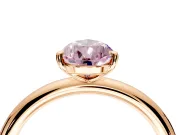 Low-Set Solitaire Engagement Ring Setting for Fancy Pink Pear-Shaped Center with Thin Plain Band and Prong Head in Rose Gold