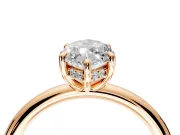 Hidden Halo Engagement Ring Setting for Marquise Center with Thin Rounded Band and Prong Head in Rose Gold