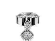 Vintage Station Engagement Ring Setting for Oval Center with Accents and Prong Head in Platinum