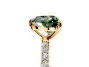 Solitaire Engagement Ring Setting for Fancy Green Heart-Shaped Center with Pave Accents and Prong Head in Yellow Gold