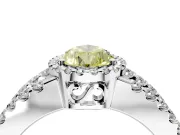 Halo Engagement Ring Setting for Fancy Yellow Pear-Shaped Center with Wide-Open Pave Split Shank and Prong Head in Platinum