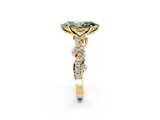 Solitaire Engagement Ring Setting for Fancy Green Marquise Center with Bar-Station Pave Twist and Prong Head in Yellow Gold