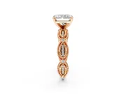 Solitaire Engagement Ring Setting for Radiant Cut Center with Marquise Panel Band and Prong Head in Rose Gold