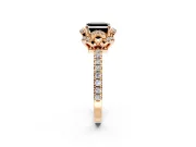 Floral Halo Engagement Ring Setting for Fancy Black Asscher Cut Center with Pave Band and Prong Head in Rose Gold