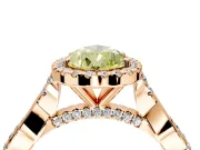 Halo Engagement Ring Setting for Fancy Yellow Pear-Shaped Center with Twist Band and Prong Head in Rose Gold