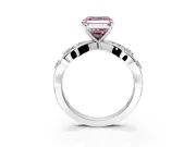 Solitaire Engagement Ring Setting for Fancy Pink Asscher Cut Center with Criss-Cross Accent Band and Prong Head in Platinum