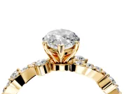 Solitaire Engagement Ring Setting for Marquise Center with Bar-Station Pave Twist and Prong Head in Yellow Gold