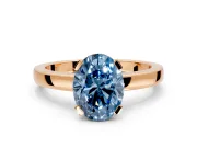 Solitaire Engagement Ring Setting for Fancy Blue Oval Center with Plain Band and Flat Tab Prong Head in Rose Gold