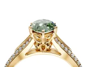 Solitaire Engagement Ring Setting for Fancy Green Marquise Center with Pave Rail Split Shank and Prong Head in Yellow Gold