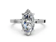 Solitaire Engagement Ring Setting for Marquise Center with Tapered Shoulders and Prong Head in White Gold
