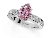 Solitaire Engagement Ring Setting for Fancy Pink Pear-Shaped Center with Channel-Set Accents and Prong Head in Platinum