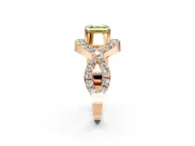 Halo Engagement Ring Setting for Fancy Yellow Asscher Cut Center with Pave Infinity Twist Band and Prong Head in Rose Gold