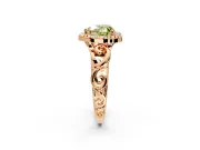 Halo Engagement Ring Setting for Fancy Yellow Heart-Shaped Center with Open Scroll Shoulders and Prong Head in Rose Gold
