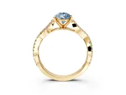 Solitaire Engagement Ring Setting for Fancy Blue Pear-Shaped Center with Twisted Pave Split Shank and Prong Head in Yellow Gold
