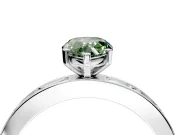Solitaire Engagement Ring Setting for Fancy Green Pear-Shaped Center with Channel Baguette Band and Prong Head in Sterling Silver