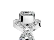 Halo Engagement Ring Setting for Asscher Cut Center with Pave Infinity Twist Band and Prong Head in Sterling Silver