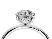 Hidden Halo Engagement Ring Setting for Round Cut Center with Thin Rounded Band and Prong Head in Sterling Silver