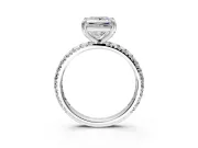 Solitaire Engagement Ring Setting for Princess Cut Center with Shared-Prong Accents and Prong Head in Platinum