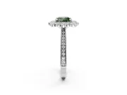 Milgrain Halo Engagement Ring Setting for Fancy Green Cushion Cut Center with Bezel Point Accents and Prong Head in Platinum