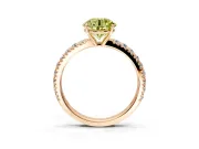Solitaire Engagement Ring Setting for Fancy Yellow Round Cut Center with Large Accent Band and Prong Head in Rose Gold