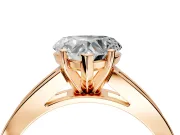 Solitaire Engagement Ring Setting for Heart-Shaped Center with Princess Cut Channel Band and Prong Head in Rose Gold