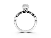 Solitaire Engagement Ring Setting for Cushion Cut Center with Milgrain Bezel Accents and Prong Head in Platinum