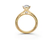 Solitaire Engagement Ring Setting for Marquise Center with Milgrain Cathedral Band and Prong Head in Yellow Gold