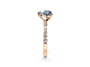 Solitaire Engagement Ring Setting for Fancy Blue Heart-Shaped Center with Pave Accents and Prong Head in Rose Gold