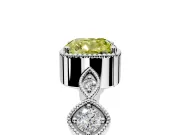 Vintage Station Engagement Ring Setting for Fancy Yellow Cushion Cut Center with Accents and Prong Head in Sterling Silver