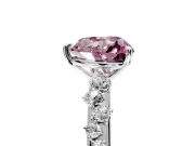 Cluster Engagement Ring Setting for Fancy Pink Heart-Shaped Center with Round Cut Accent Band and Prong Head in Platinum