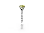 Solitaire Engagement Ring Setting for Fancy Yellow Round Cut Center with Band of Accents and Prong Head in Platinum