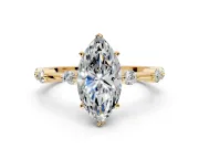 Solitaire Engagement Ring Setting for Marquise Center with Bezel Station Band and Prong Head in Yellow Gold